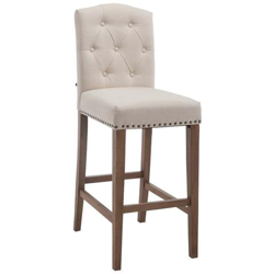 Sgabello Bar E Cucina Louise Chesterfield I Sgabello Alto Imbottito in Tessuto I Sgabello Capitonné Design Elegante I Sedia Bancone Cucina Crema Base Chiaro Antico precio