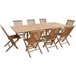 SALENTO - Set estensibile tavolo da giardino rettangolare e sedie pieghevoli teak - 180-240 CM - 8 persone - Sedie X 8 - Beige naturale en oferta