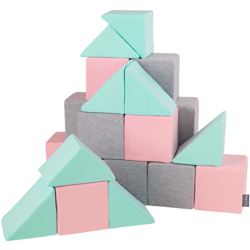 KiddyMoon Blocchi Morbidi Colorati 24 Pezzi Per Bambini 14Cm, Mix:Grigio Chiaro/Rosa/Menta - mix:grigio chiaro/rosa/menta en oferta