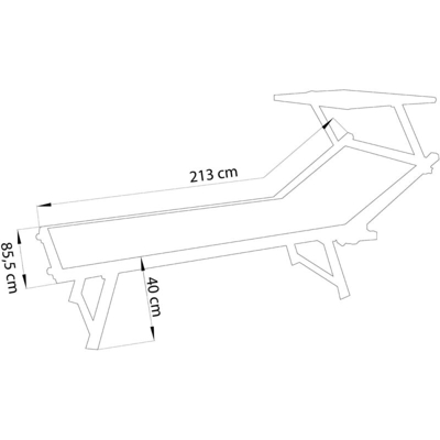 LETTINO XL SDRAIO prendisole gigante IMPILABILE IN ALLUMINIO E TEXTILENE DA ESTERNO GIARDINO piazza e mezza, cm 213 x 85,5 x 40