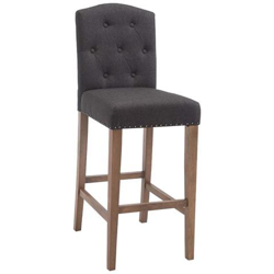 Sgabello Bar E Cucina Louise Chesterfield I Sgabello Alto Imbottito in Tessuto I Sgabello Capitonné Design Elegante I Sedia Bancone Cucina Grigio Scuro Base Chiaro Antico en oferta