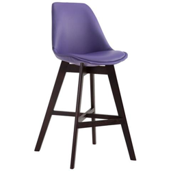 Sgabello Design Tulip Cannes in Similpelle I Sgabello Bar in Legno di Quercia I Sedia Cucina con Poggiapiedi E Schienale Viola Cappuccino en oferta