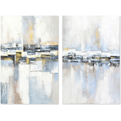 Quadro Tela Abstract Legno MDF (2 pcs) (80 x 3 x 120 cm) - Dkd Home Decor