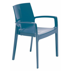 Sedie polipropilene impilabili con braccioli cucina bar CREAM Grand Soleil - Blu avio en oferta