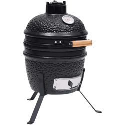 vidaXL Barbecue Affumicatore 2 in 1 Kamado in Ceramica 56 cm Nero - Nero características