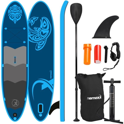 Nemaxx PB330 Tavola da paddel surf SUP 330x76x15cm, blu - tavola da paddel board, tavola da surf - gonfiabile con borsa, pagaie, pinne, pompa ad