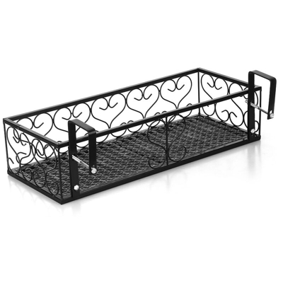 Vaso da fiori Stand Rack Deck Rail Vaso da fiori Ringhiera Mensola Balcone Rail Fioriera Mensola Recinzione Ringhiera Supporto per vasi da fiori,Nero