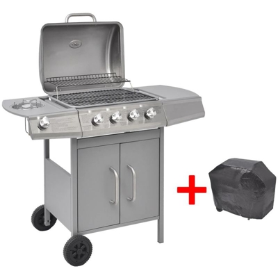 Griglia Barbecue a Gas 4+1 Fornelli Argento