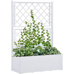 YOUTHUP Letto Rialzato da Giardino con Graticcio e Irrigazione Bianco - Bianco en oferta