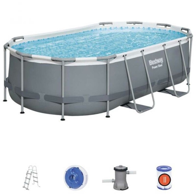 Piscina ovale fuori terra Bestway 56620 Power Steel in acciaio 427x250x100 cm