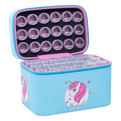 Scatola portaoggetti diamantata con 54 bottiglie di plastica trasparente per accessori per la pittura Strumento per riporre gli strass per unghie