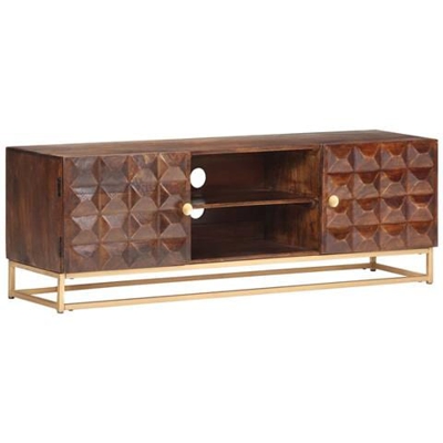 Mobile Tv 124x29x45 Cm In Legno Massello Di Mango