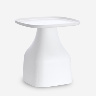 Tavolino basso caffè 48x48cm moderno plastica interno esterno Bell XL | Bianco