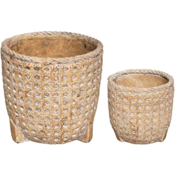 Atmosphera Set di 2 vasi Decorativi in Cemento e Vimini Nature, Beige, 12x12/15,2x14,8cm características