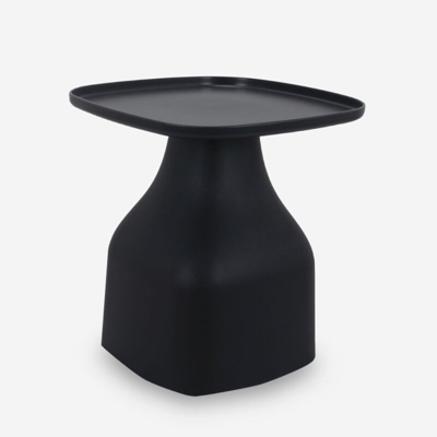 Tavolino basso caffè 48x48cm moderno plastica interno esterno Bell XL | Nero