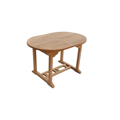 BENEFFITO - Tavolo da giardino estensibile ovale in teak, lunghezza 120 a 170 cm, 6 persone - teak naturale