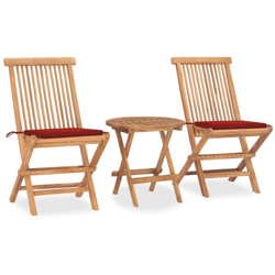 vidaXL Set da Pranzo Giardino Pieghevole 3 pz Cuscino Massello di Teak características