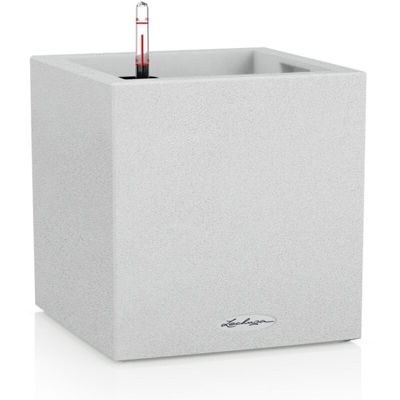 Vaso fioriera CANTO STONE a CUBO 40x40 - BIANCO QUARZO - LECHUZA