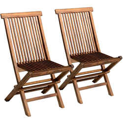 Salento - Set di 2 sedie da giardino in teak oliato pieghevoli - Robusto e resistente alle intemperie Resistente - Teak Indonesia certificati - X2 precio