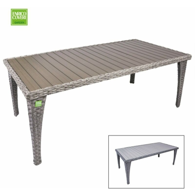 Tavolo da Giardino Esterno Struttura Acciaio Polyrattan Imperial Enrico Coveri - Dimensione: 100 x 200 cm - Colore principale: Grigio