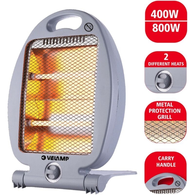 Stufa elettrica al Quarzo 800W. Grigio