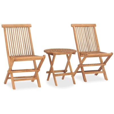 vidaXL Set da Pranzo da Giardino Pieghevole 3 pz in Massello di Teak - Marrone