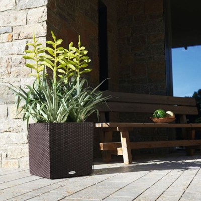 Vaso fioriera CUBE COTTAGE 40x40 con auto irrigazione - CAFFE' - LECHUZA
