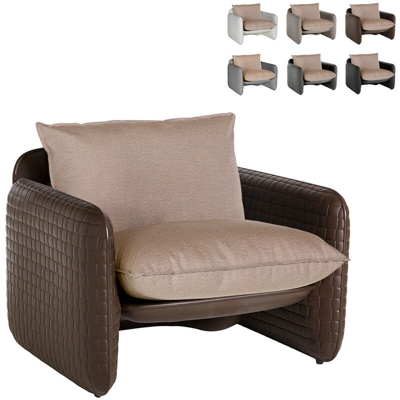 Poltrona lounge design moderno Slide Mara trama cuoio interno esterno | Colore: Marrone