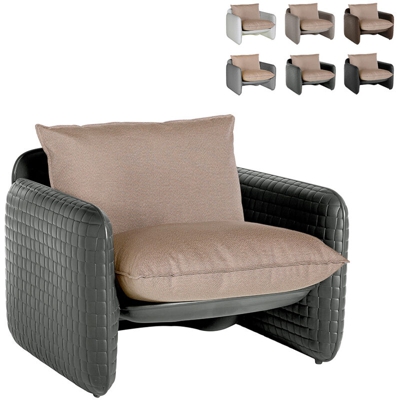 Poltrona lounge design moderno Slide Mara trama cuoio interno esterno | Colore: Grigio Scuro