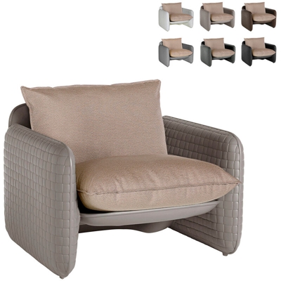 Poltrona lounge design moderno Slide Mara trama cuoio interno esterno | Colore: Grigio chiaro