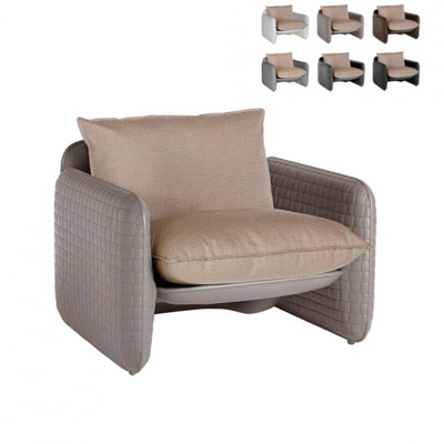 Poltrona lounge design moderno Slide Mara trama cuoio interno esterno | Colore: Grigio chiaro
