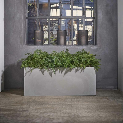 Fioriera rettangolare KUBE CASSETTA 100X40 H40 - CEMENTO - EURO3PLAST