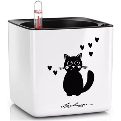 Vaso da tavolo CUBE GLOSSY con auto irrigazione 14X14 - BIANCO LUCIDO - LECHUZA