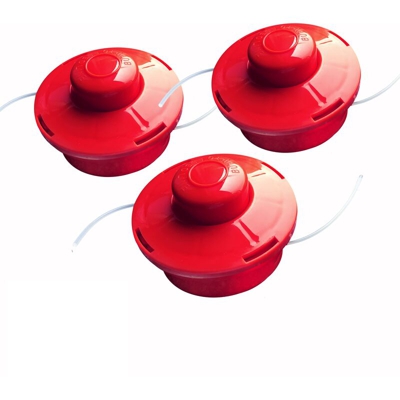 3x FS2 bobina con starter automatico, bobina a doppia fila, rullo di nylon, accessori, ricambio, bobina per decespugliatore a benzina - rosso - Nemaxx