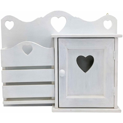 Domeahome - Porta Lettere e Chiavi Artigianale - Cuore Colori Bianco