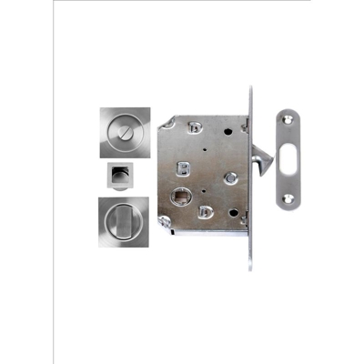 Serratura a Scrigno Quadrata/a Filo, Colore Acciaio Inox, con Nottolino
