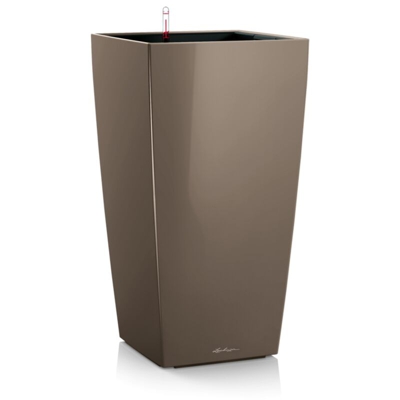 Vaso fioriera da tavolo CUBICO PREMIUM 22x22 con auto irrigazione - TORTORA LUCIDO - LECHUZA