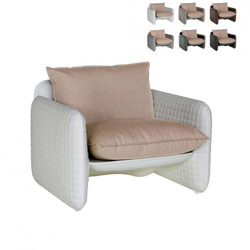 Poltrona lounge design moderno Slide Mara trama cuoio interno esterno | Colore: Bianco en oferta