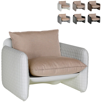 Poltrona lounge design moderno Slide Mara trama cuoio interno esterno | Colore: Bianco