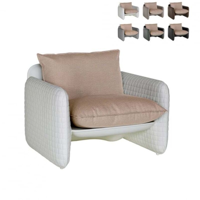 Poltrona lounge design moderno Slide Mara trama cuoio interno esterno | Colore: Bianco