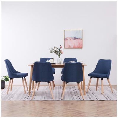 Sedie Da Pranzo 6 Pz Blu In Tessuto