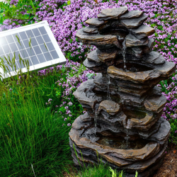 Fontana solare da giardino + batteria. Fontana sorgente con giochi dacqua e cascate. Fontana solare esotec 101316 en oferta