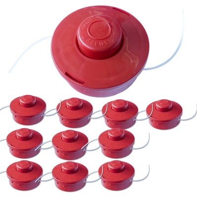 10x Nemaxx FS2 Testina semiautomatica, bobina a doppio filo, rullo di nylon, accessori, ricambio, bobina per decespugliatore a benzina – rosso