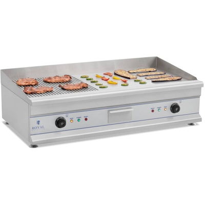 Royal Catering Piastra Elettrica Inox 2 Manopole Grill Barbecue 230V 2X3 2 Kw