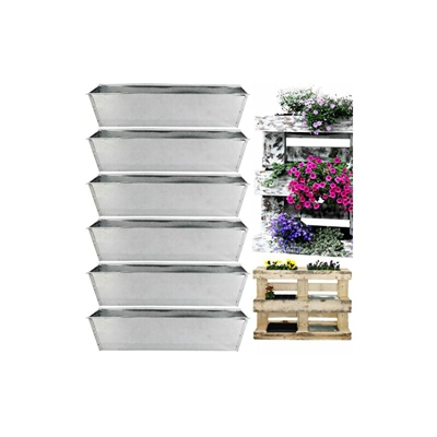 My-goodbuy24 Fioriera per pallet, set da 6 pezzi, zincata, per pannelli europei, decorazione da giardino