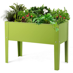 Aiuola in metallo, fioriera con gambe, fioriera da giardino con fori di drenaggio e ventilazione, robusta e antiruggine, per frutta ed erbe, Verde características