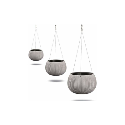 Wellhome Confezione da 3 vasi Prosperplast Beton Bowl WS in plastica con Serbatoio in Colore Cemento