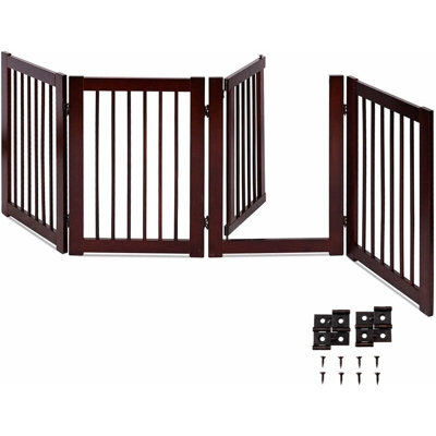 Cancelletto di Sicurezza per Animali Domestici, Cancelletto Pieghevole di Legno (203x76x1,8 cm)