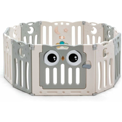 Recinzione Pieghevole in Plastica con Serratura, Box Recinto per Bambini, Pieghevole con Porta, Barriera di Sicurezza, Centro di Attività (Beige) en oferta