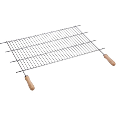 Sauvic 02758-Griglia per barbecue, in acciaio inox 18/8, con manici in legno, ritagliante 73-82x 40cm.